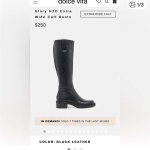 Dolce Vita Glory H20 Extra Wide Calf Black Leather Boots